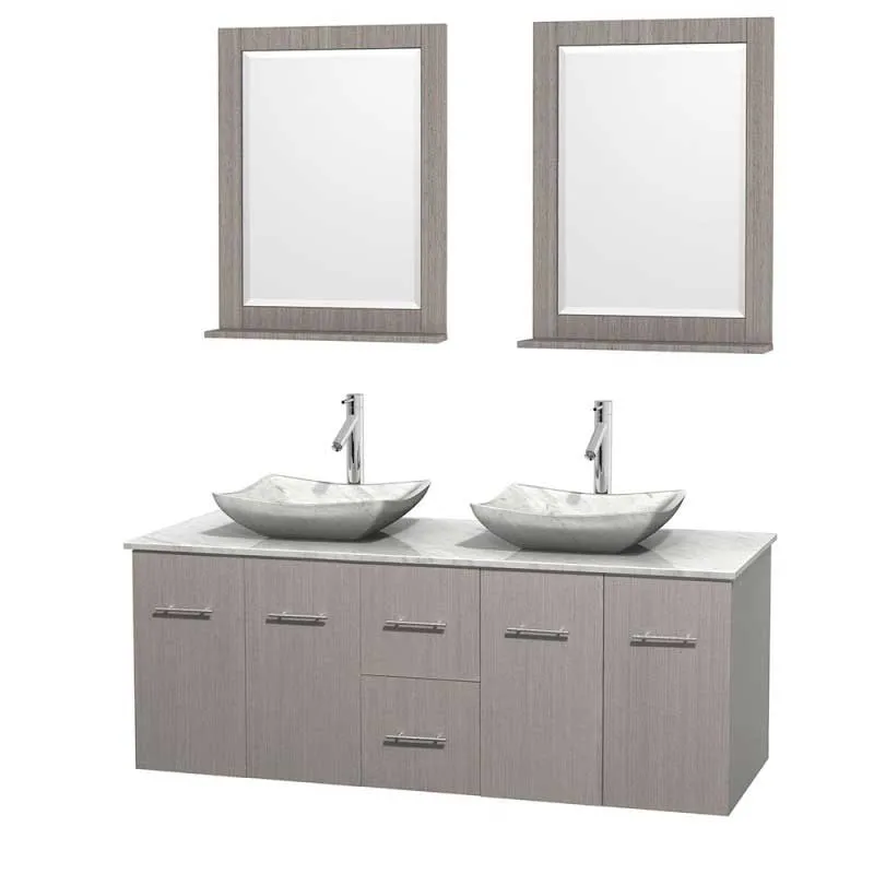 Wyndham Collection Centra 60" Double Bathroom Vanity Set for Vessel Sinks - Gray Oak WC-WHE009-60-DBL-VAN-GRO