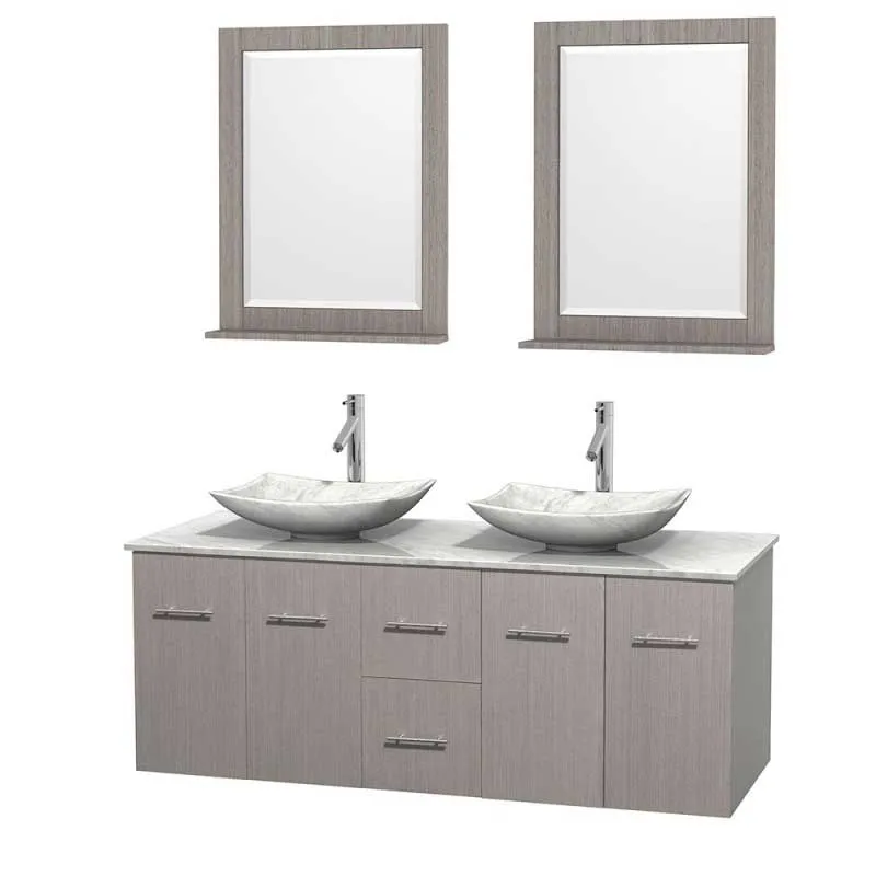 Wyndham Collection Centra 60" Double Bathroom Vanity Set for Vessel Sinks - Gray Oak WC-WHE009-60-DBL-VAN-GRO