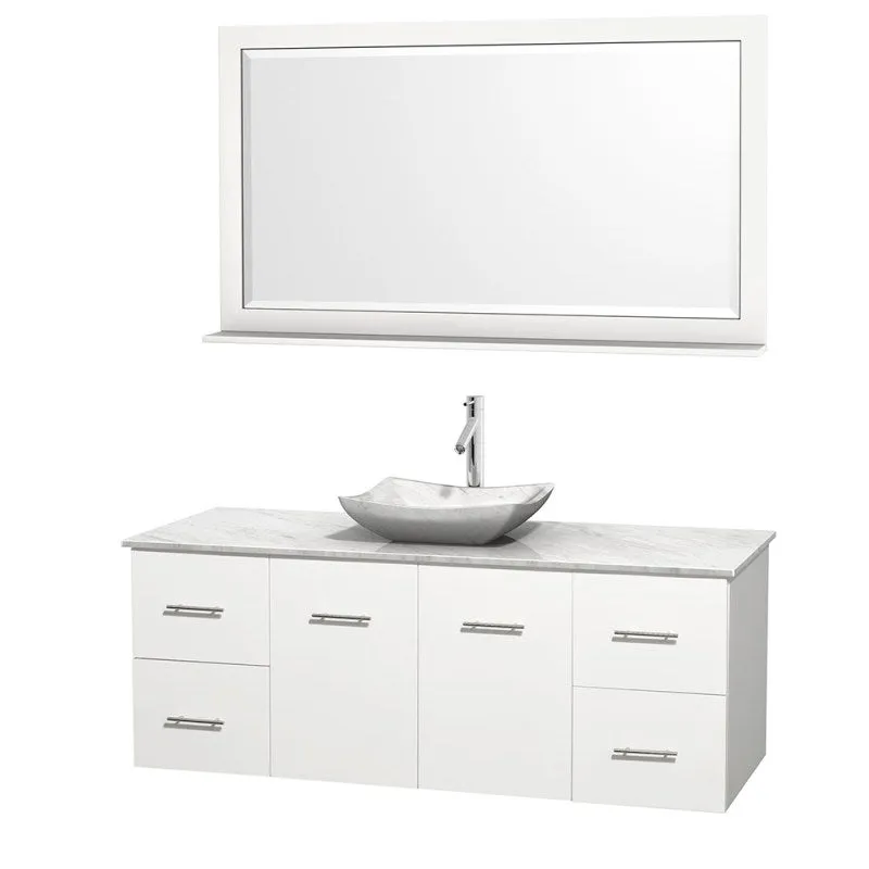Wyndham Collection Centra 60" Single Bathroom Vanity Set for Vessel Sink - Matte White WC-WHE009-60-SGL-VAN-WHT