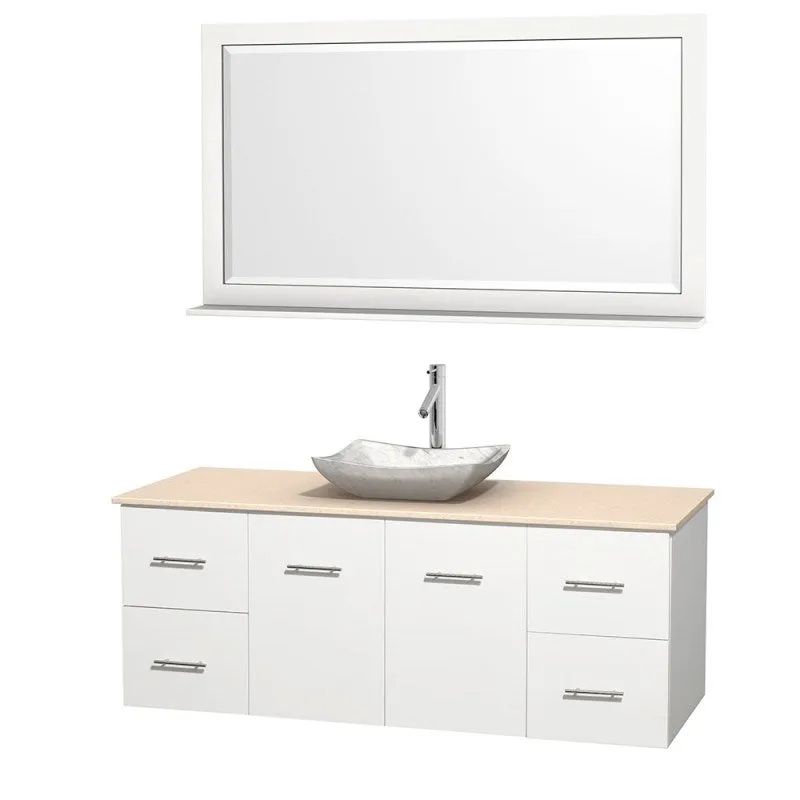 Wyndham Collection Centra 60" Single Bathroom Vanity Set for Vessel Sink - Matte White WC-WHE009-60-SGL-VAN-WHT