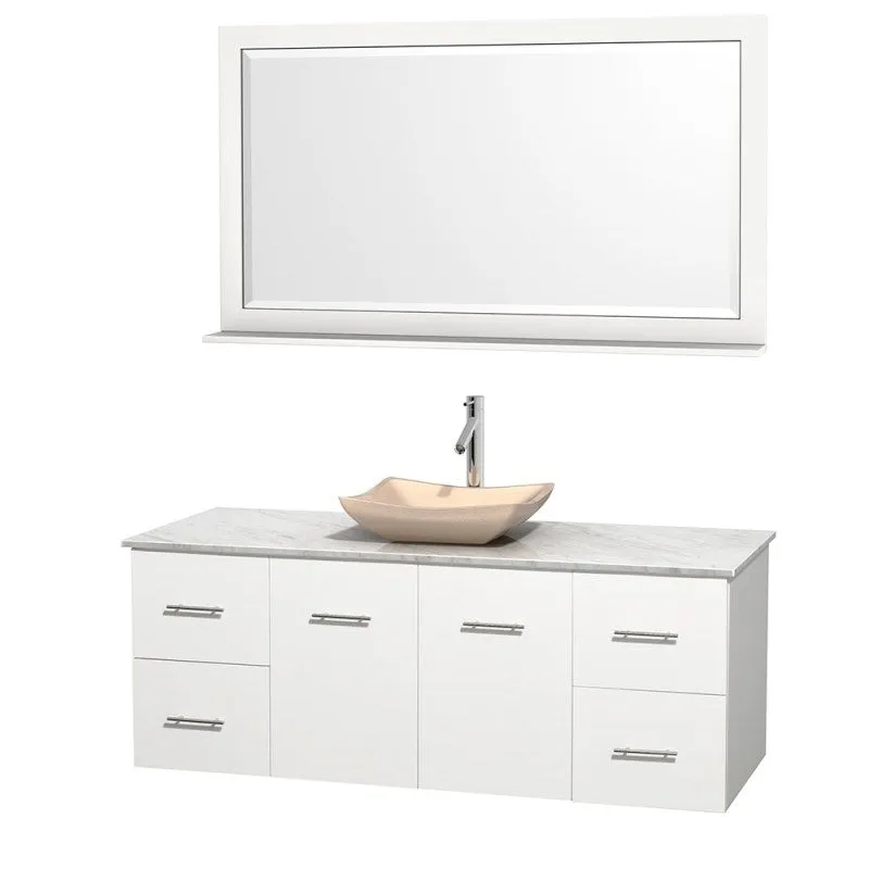 Wyndham Collection Centra 60" Single Bathroom Vanity Set for Vessel Sink - Matte White WC-WHE009-60-SGL-VAN-WHT