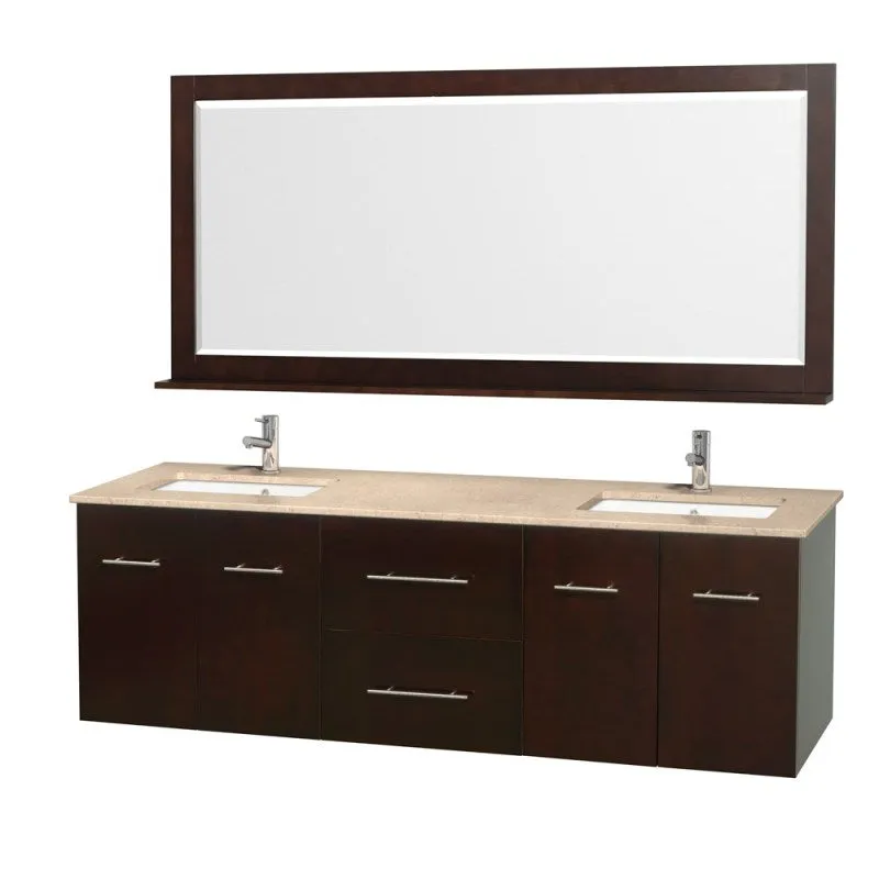 Wyndham Collection Centra 72" Double Bathroom Vanity for Undermount Sinks - Espresso WC-WHE009-72-DBL-VAN-ESP-