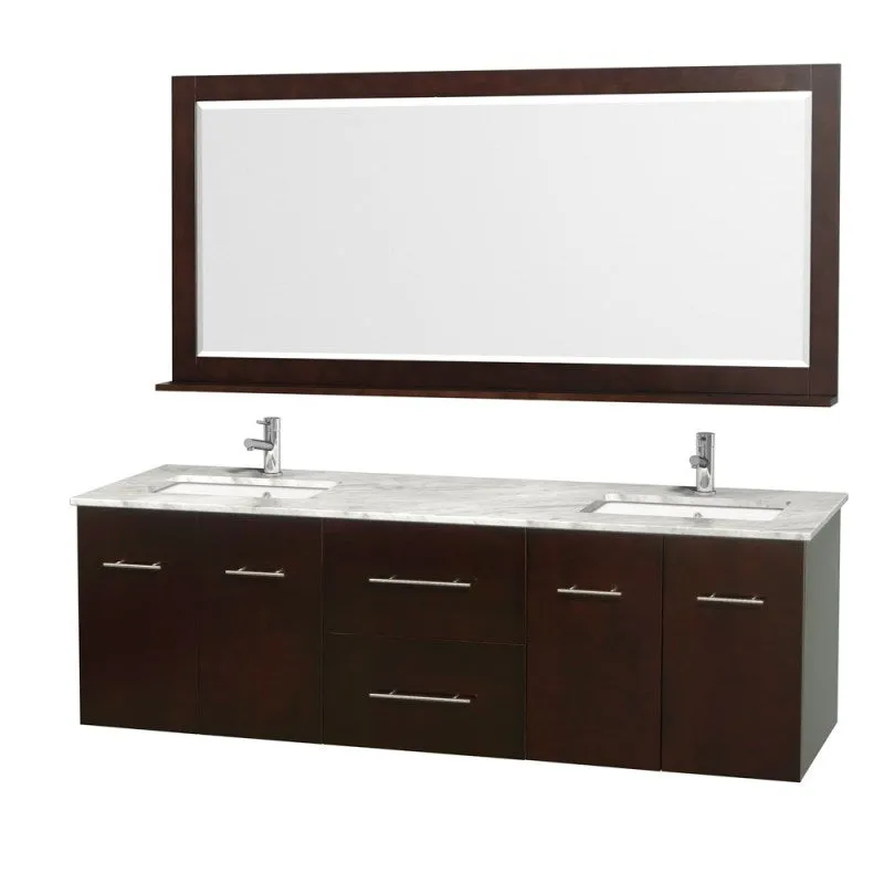 Wyndham Collection Centra 72" Double Bathroom Vanity for Undermount Sinks - Espresso WC-WHE009-72-DBL-VAN-ESP-