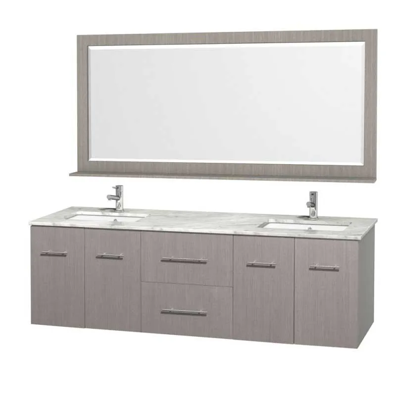 Wyndham Collection Centra 72" Double Bathroom Vanity for Undermount Sinks - Gray Oak WC-WHE009-72-DBL-VAN-GRO-