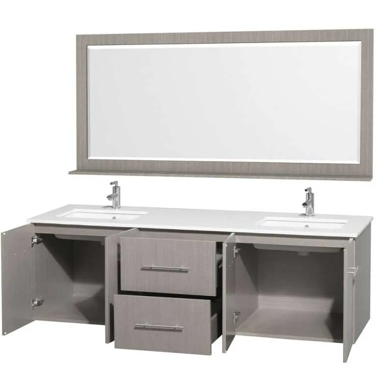 Wyndham Collection Centra 72" Double Bathroom Vanity for Undermount Sinks - Gray Oak WC-WHE009-72-DBL-VAN-GRO-
