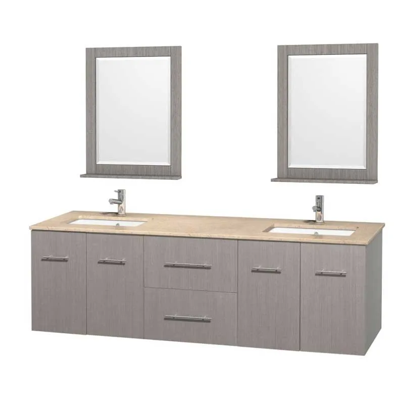 Wyndham Collection Centra 72" Double Bathroom Vanity for Undermount Sinks - Gray Oak WC-WHE009-72-DBL-VAN-GRO-