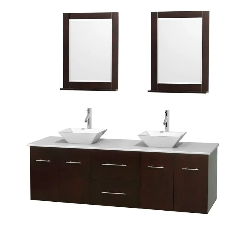 Wyndham Collection Centra 72" Double Bathroom Vanity Set for Vessel Sinks - Espresso WC-WHE009-72-DBL-VAN-ESP