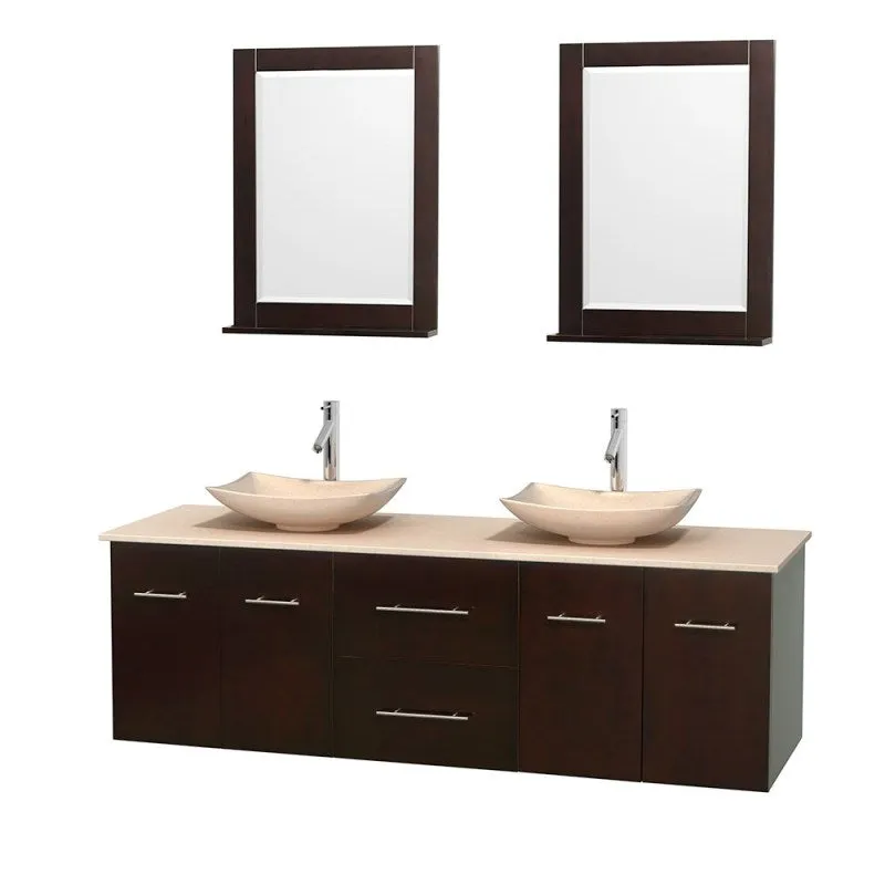Wyndham Collection Centra 72" Double Bathroom Vanity Set for Vessel Sinks - Espresso WC-WHE009-72-DBL-VAN-ESP