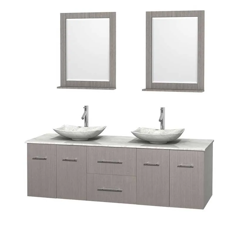 Wyndham Collection Centra 72" Double Bathroom Vanity Set for Vessel Sinks - Gray Oak WC-WHE009-72-DBL-VAN-GRO