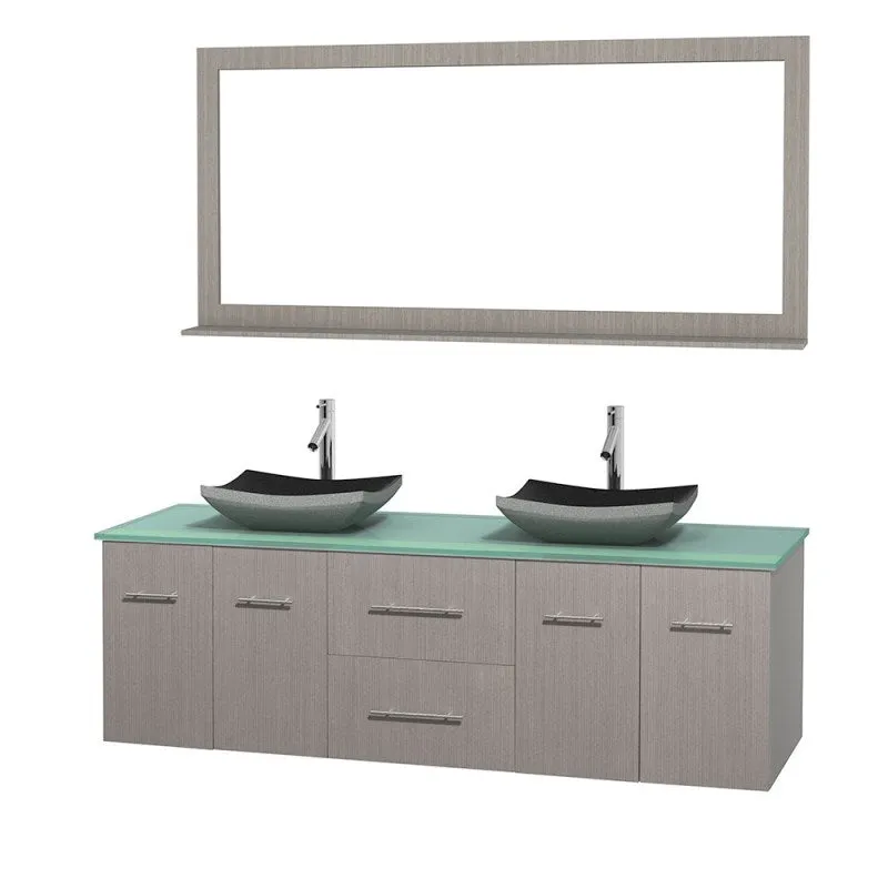 Wyndham Collection Centra 72" Double Bathroom Vanity Set for Vessel Sinks - Gray Oak WC-WHE009-72-DBL-VAN-GRO