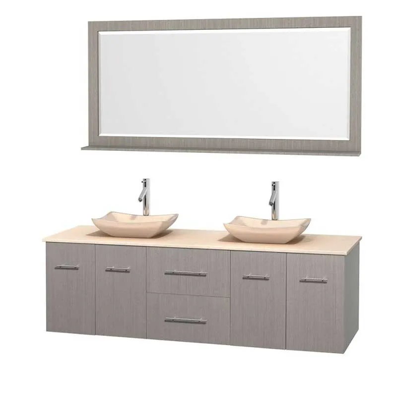 Wyndham Collection Centra 72" Double Bathroom Vanity Set for Vessel Sinks - Gray Oak WC-WHE009-72-DBL-VAN-GRO