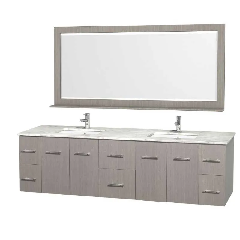 Wyndham Collection Centra 80" Double Bathroom Vanity for Undermount Sinks - Gray Oak WC-WHE009-80-DBL-VAN-GRO-