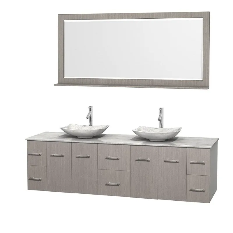 Wyndham Collection Centra 80" Double Bathroom Vanity Set for Vessel Sinks - Gray Oak WC-WHE009-80-DBL-VAN-GRO