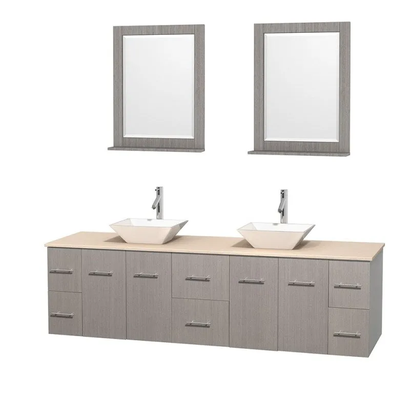 Wyndham Collection Centra 80" Double Bathroom Vanity Set for Vessel Sinks - Gray Oak WC-WHE009-80-DBL-VAN-GRO