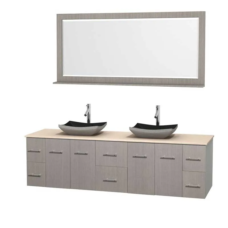 Wyndham Collection Centra 80" Double Bathroom Vanity Set for Vessel Sinks - Gray Oak WC-WHE009-80-DBL-VAN-GRO