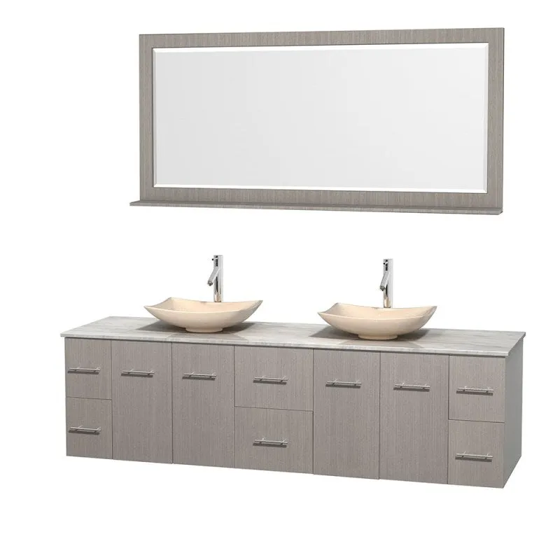 Wyndham Collection Centra 80" Double Bathroom Vanity Set for Vessel Sinks - Gray Oak WC-WHE009-80-DBL-VAN-GRO