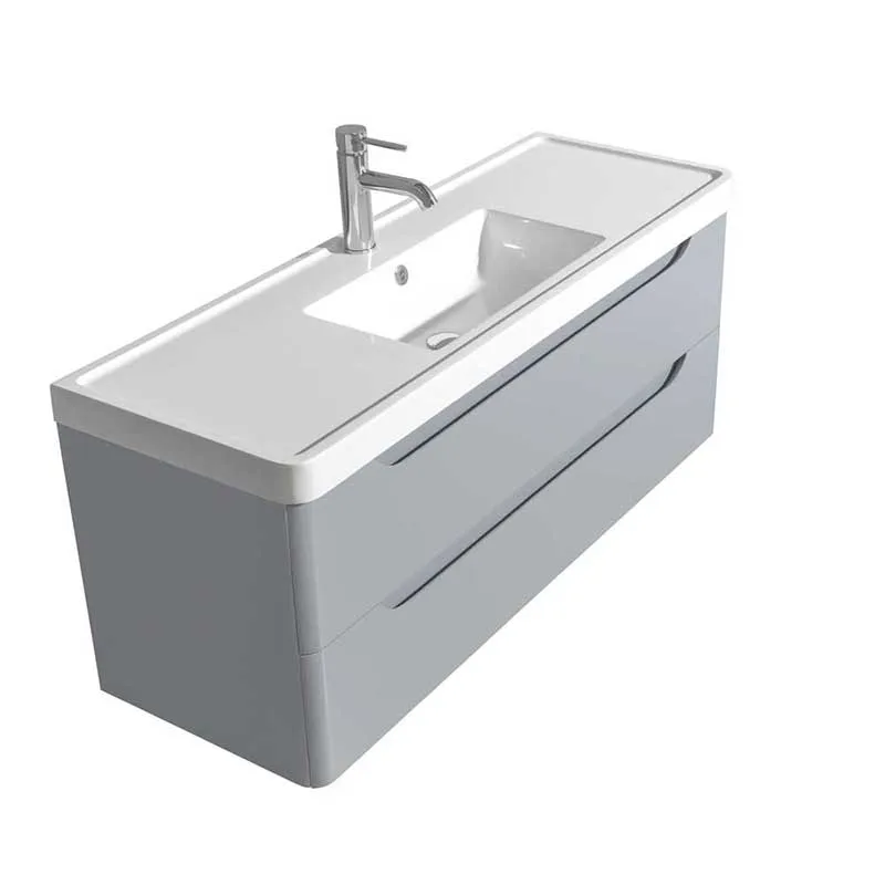 Wyndham Collection Murano 48 inch Single Bathroom Vanity in Gray, Acrylic-Resin Countertop, Integrated Sink, and 46 inch Mirror