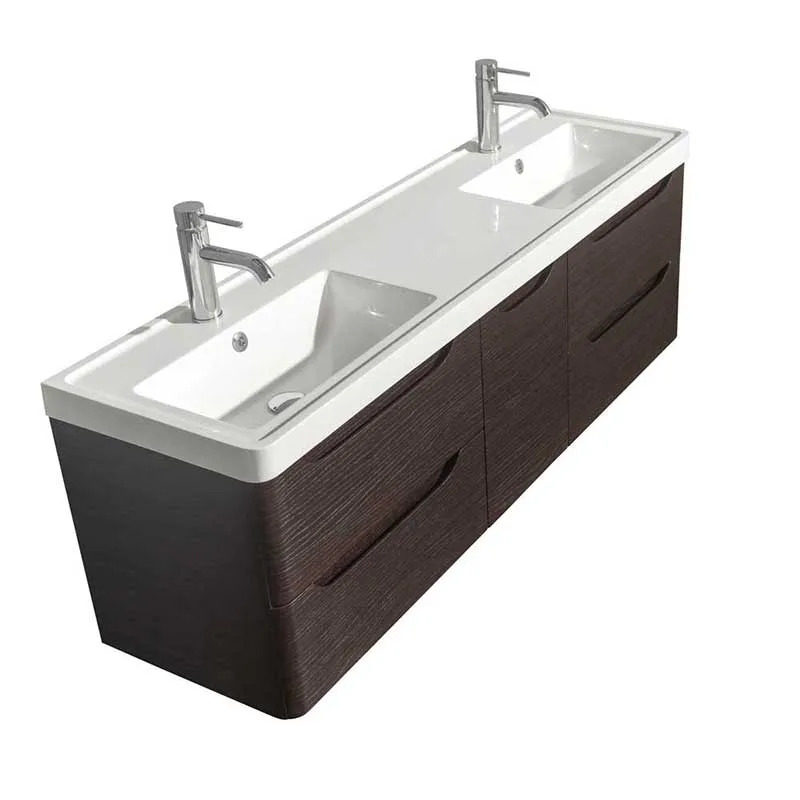 Wyndham Collection Murano 60 inch Double Bathroom Vanity in Espresso, Acrylic-Resin Countertop, Integrated Sinks, and 58 inch Mirror