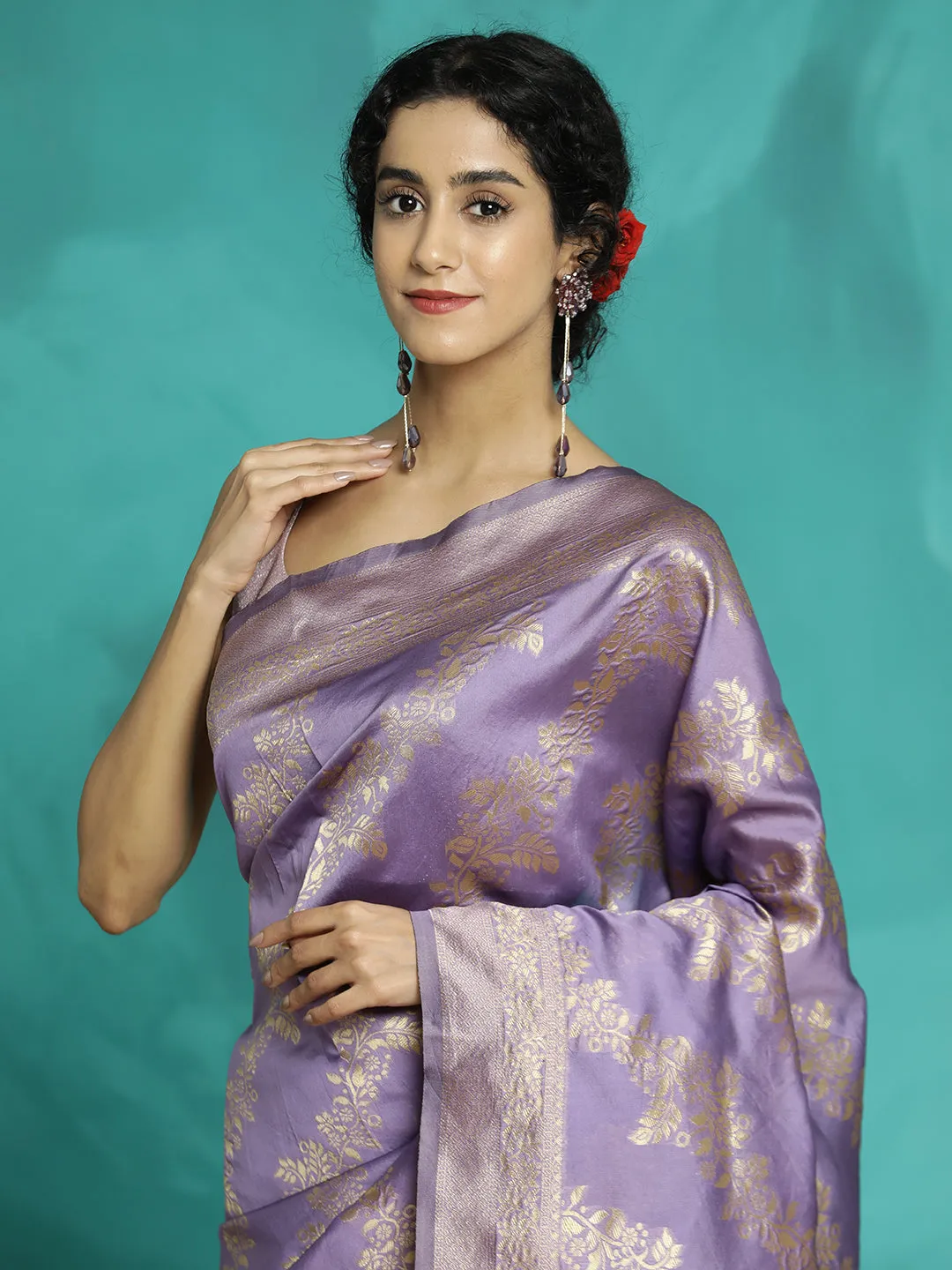Zari Woven Design Heavy Banarasi Lavender Saree
